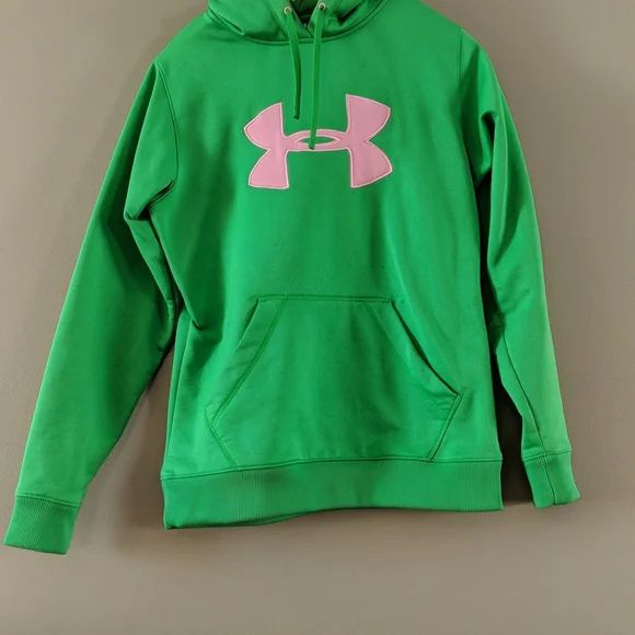 EUC Under Armour Green and Pink hooded sweatshirt - Picture 3 of 11
